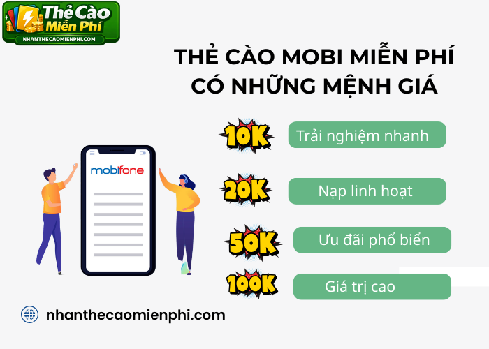 Các mệnh giá thẻ cào Mobifone miễn phí phổ biến