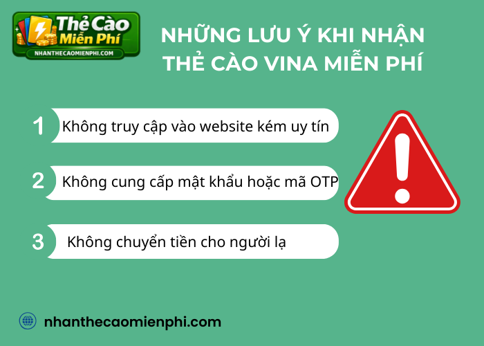 Những lưu ý quan trọng khi nhận thẻ cào Vina miễn phí 